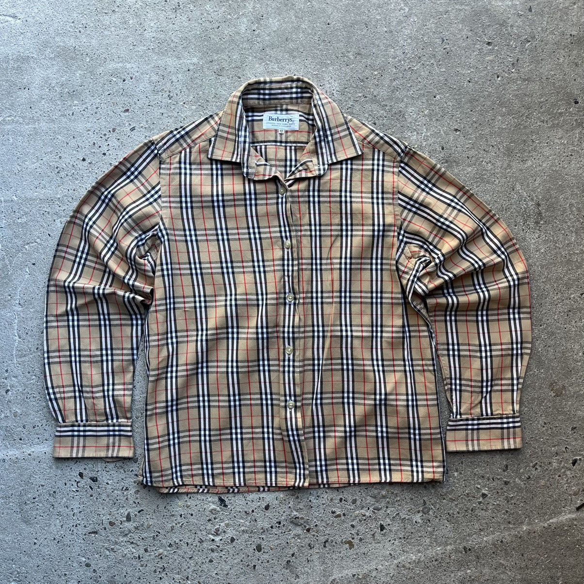 image of Vintage Burberry Nova Check Button Up Shirt Burberrys in Beige, Women's (Size Large)
