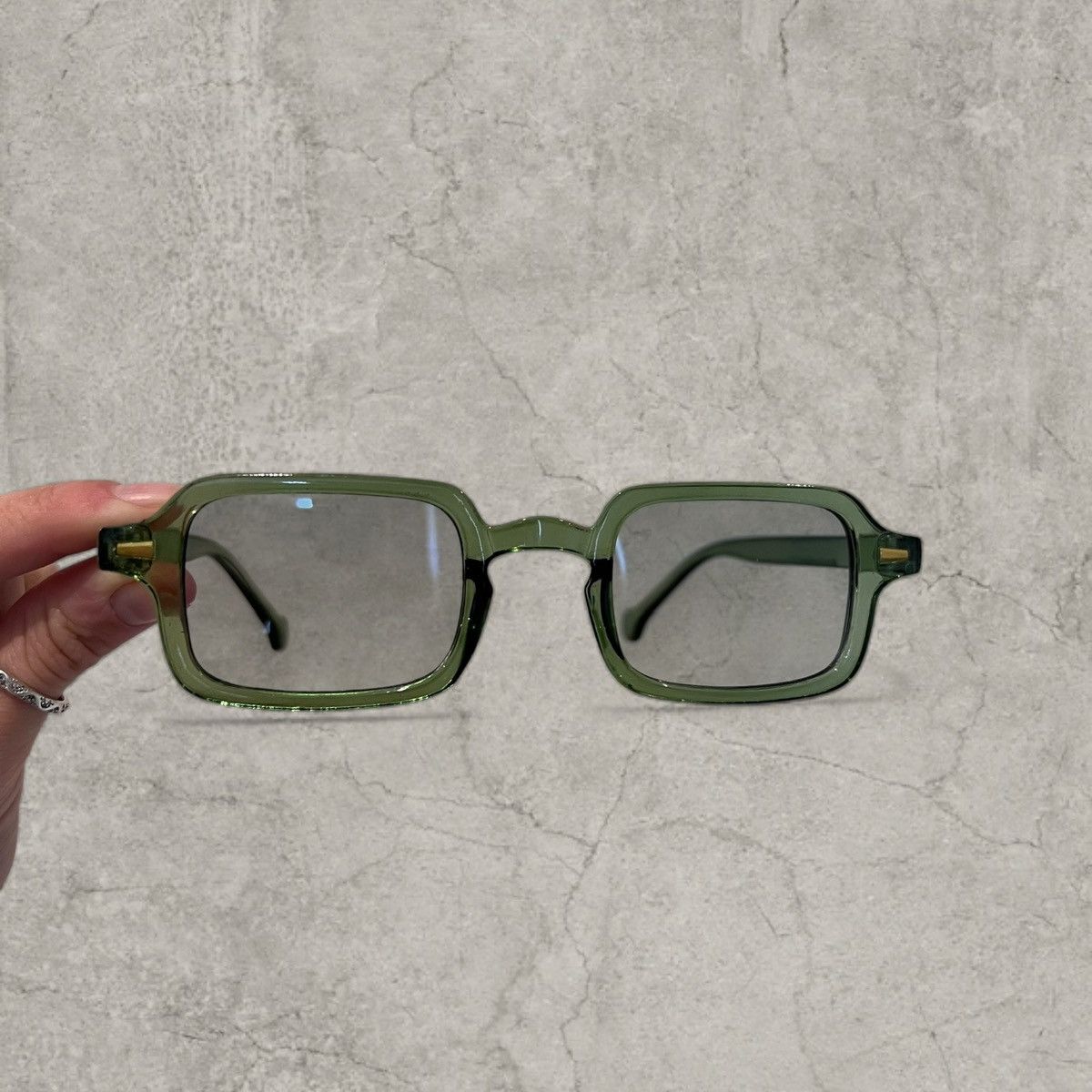 Japanese Brand UV400 square sunglasses in green with khaki lens. One size. Size ONE SIZE - 3 Thumbnail