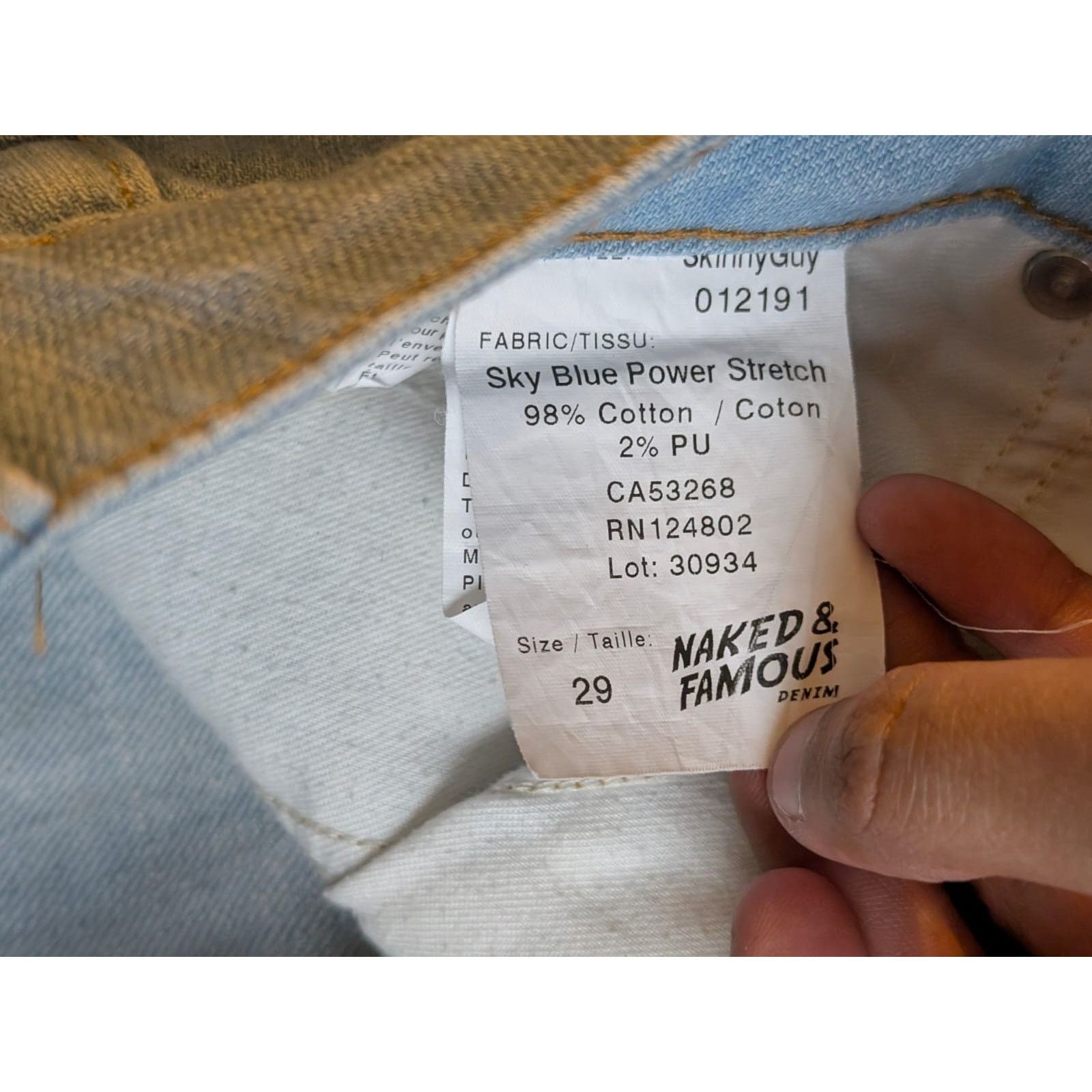 Naked & Famous Skinny Guy - Sky Blue Power Stretch (29) Size US 29 - 5 Thumbnail
