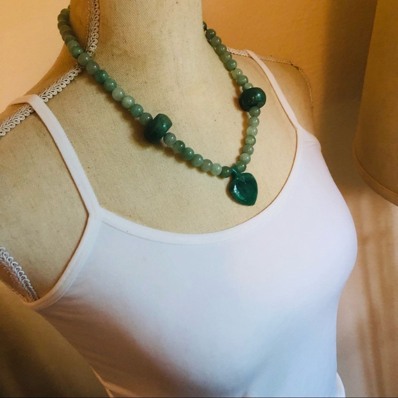 Jewelry Vintage hand crafted green aventurine necklace Size ONE SIZE - 4 Thumbnail