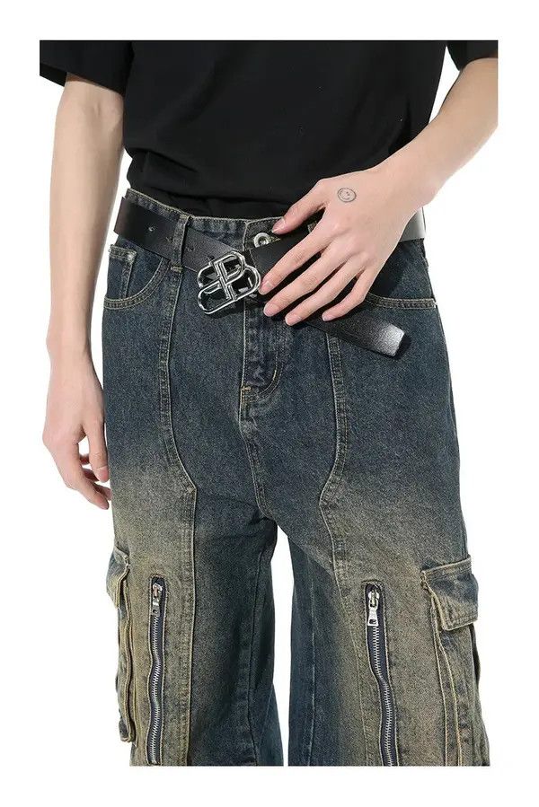 VIBE Multi Pocket Retro Blue Baggy Jeans Size US 34 / EU 50 - 5 Thumbnail