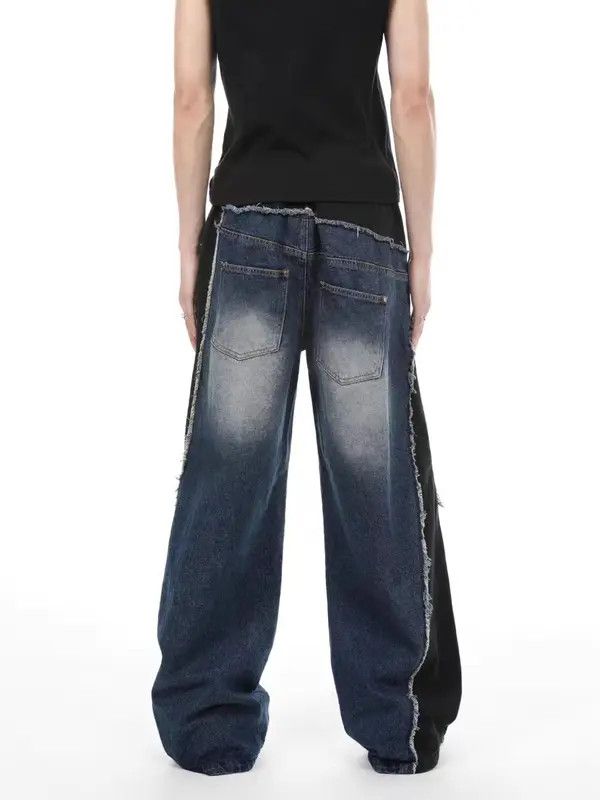 VIBE Wide-leg irregular jeans with retro patchwork design Size US 32 / EU 48 - 3 Thumbnail