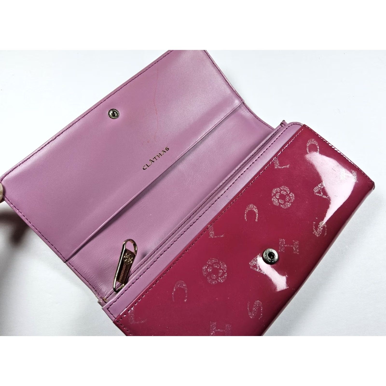 Vintage Signature Clathas Wallet Long Pink Women Full Size Long Wallet Pink Size ONE SIZE - 6 Thumbnail
