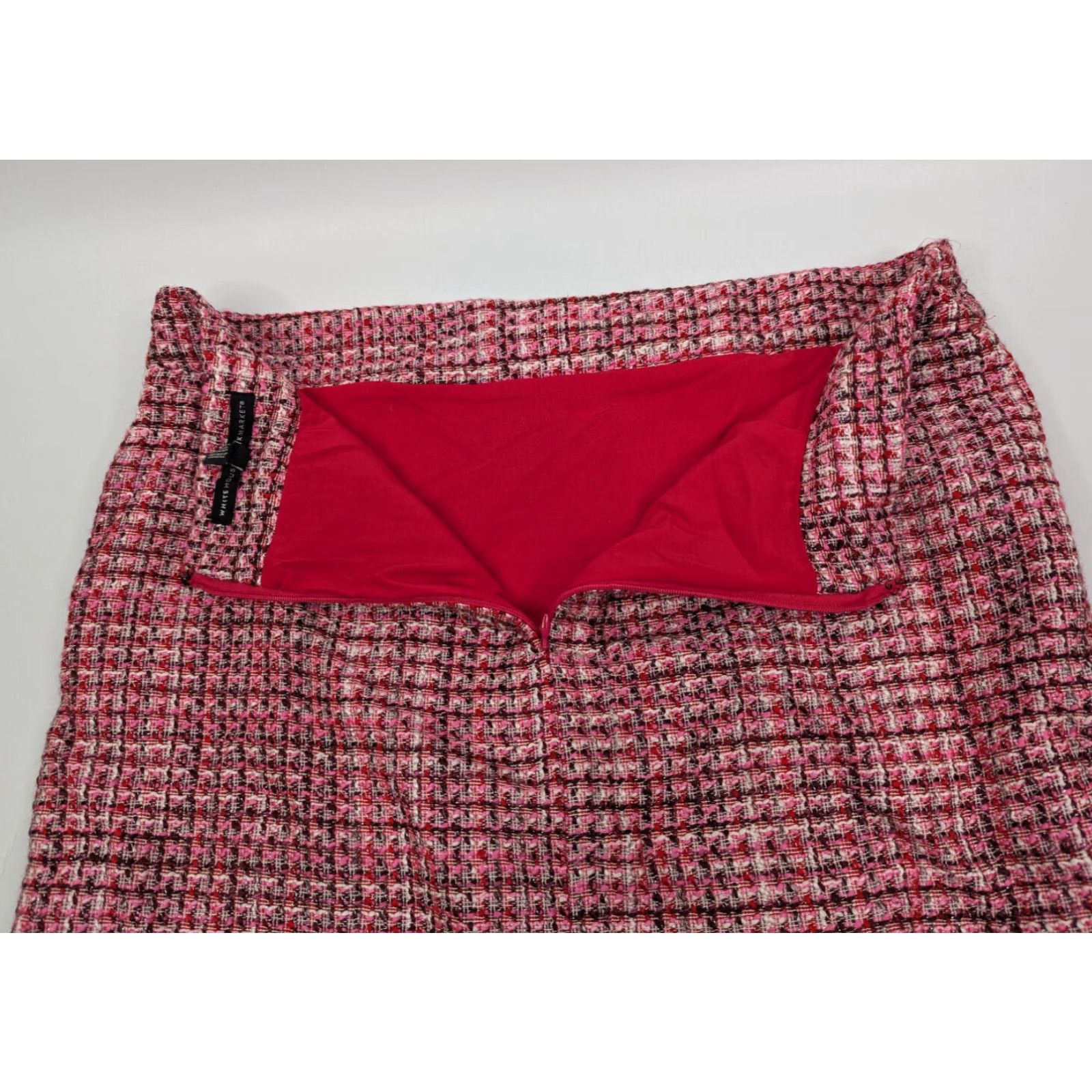 White House Black Market White House Black Market Tweed Pencil Skirt Zipper Pocket Women's 10 Pink A-Line Short Career Preppy Workwear Party/Cocktail Womens Size 32" / US 10 / IT 46 - 4 Thumbnail