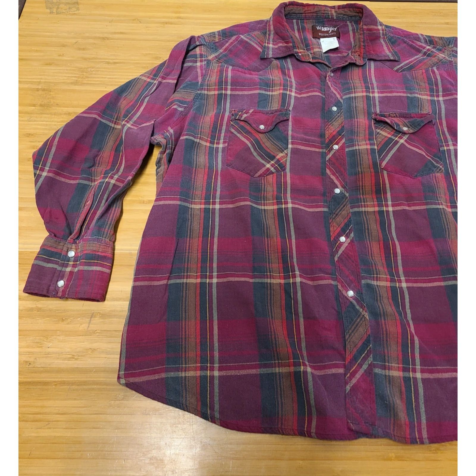 Wrangler Wrangler Shirt Mens 3XL Red Plaid Collared Snap Front Pockets Button-Up Western Big & Tall Size US XXL / EU 58 / 5 - 3 Thumbnail