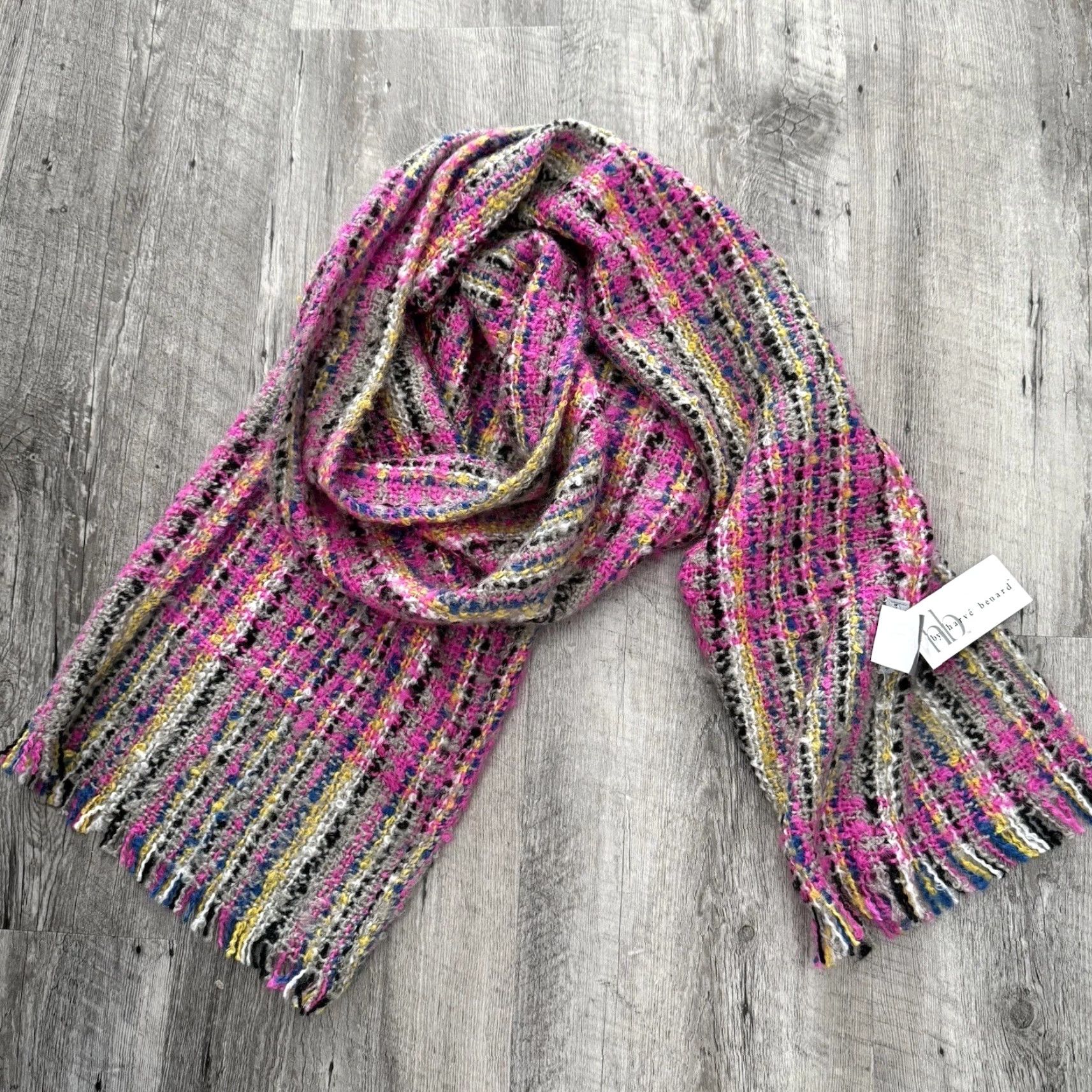 Vintage harvé benard Knit Scarf Womens One Size Fringe Pink Gray Woven Boho NEW Size ONE SIZE - 7 Thumbnail