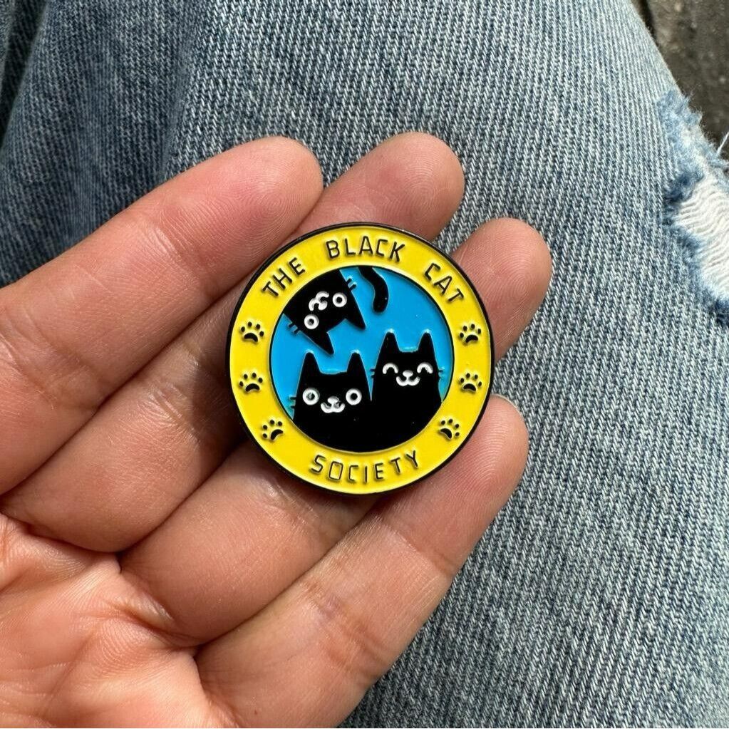 Other ⭐Pin Lapel Brooch Black Cat Society Cartoon Yellow Animal Ca Size ONE SIZE - 2 Thumbnail