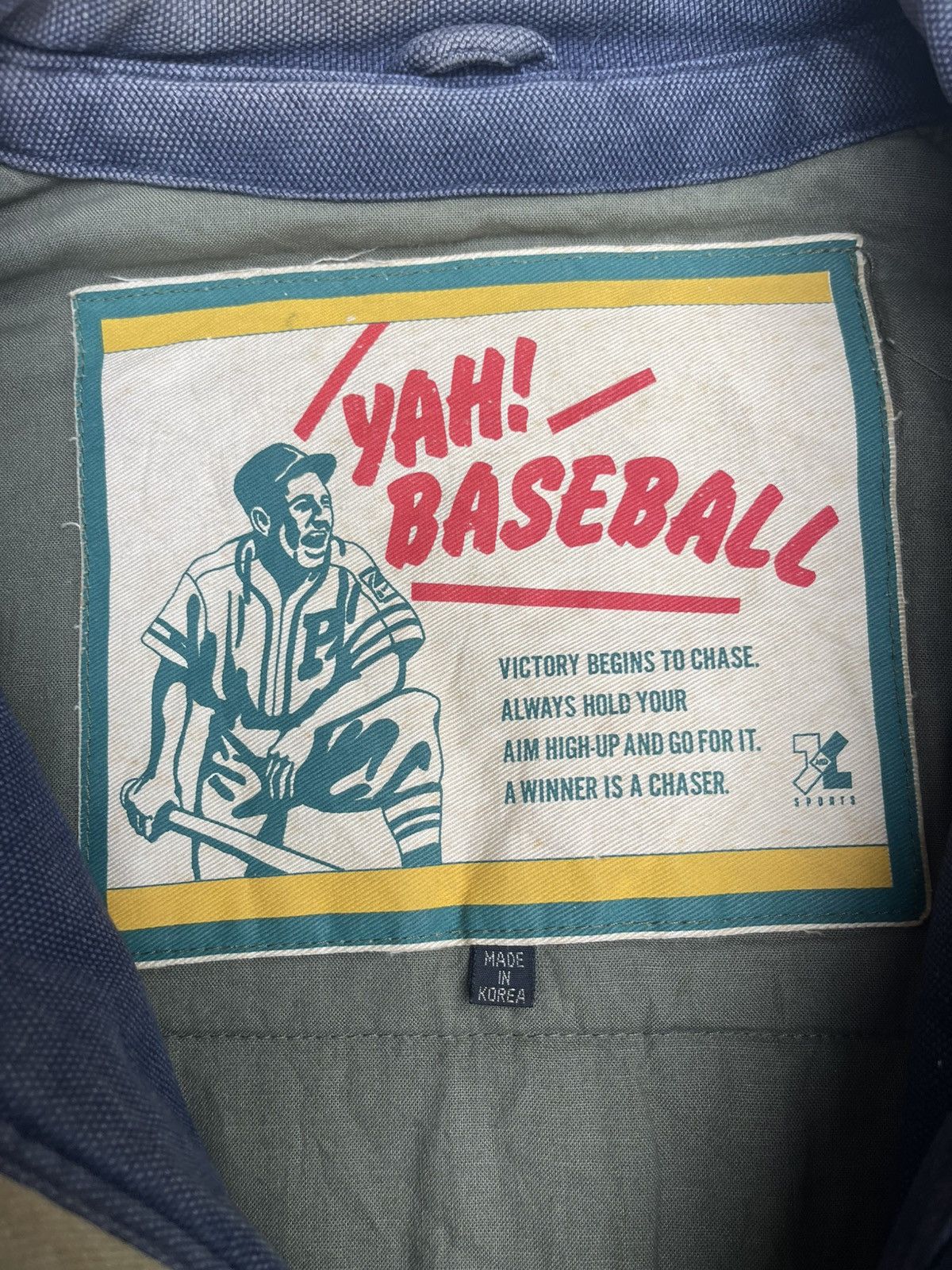 Vintage 90s Yah! Baseball 'Victory Begins to Chase' Denim Jacket Size US L / EU 52-54 / 3 - 2 Thumbnail