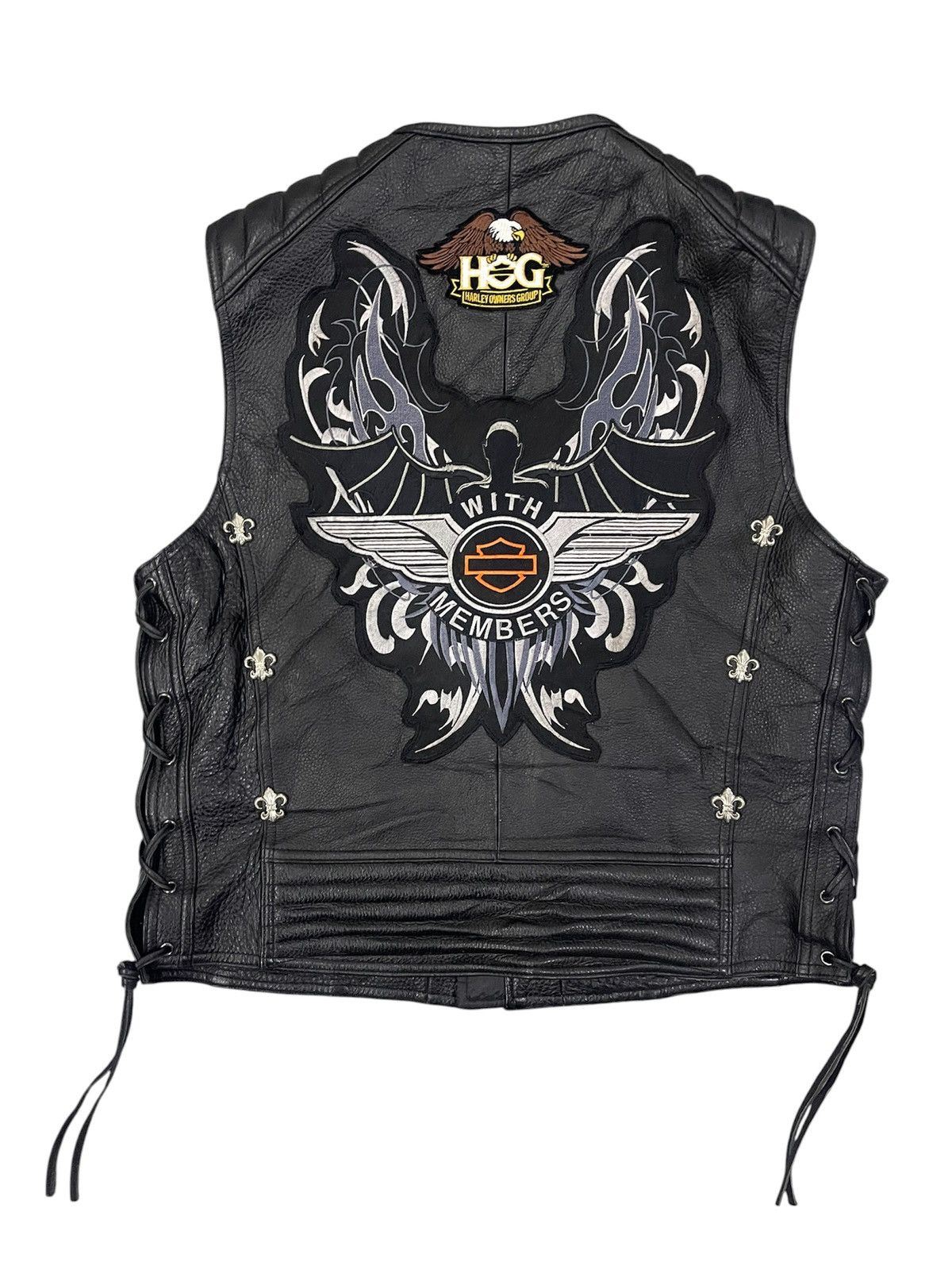 Harley Davidson HD HOG with cross and skull studded bikers leather vest Size US M / EU 48-50 / 2 - 3 Thumbnail