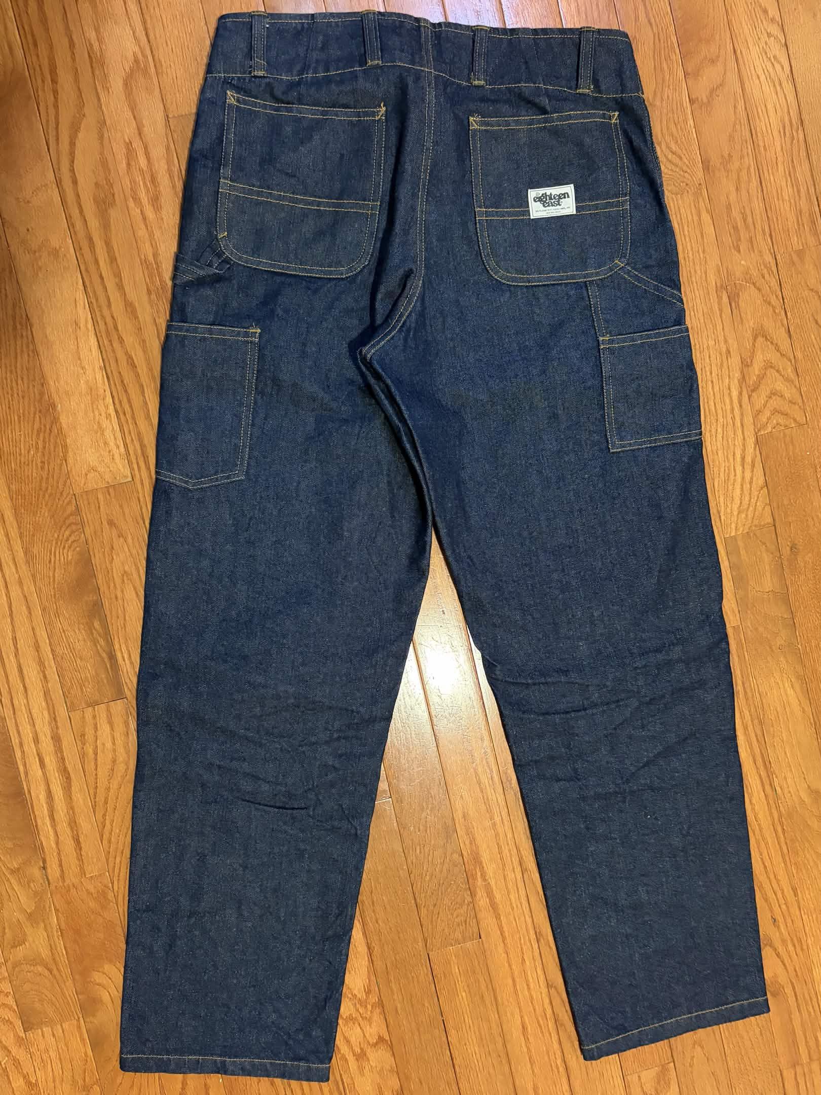 18 East Eli Hand-Embroidered Double Knee Work Pant 13oz. Raw Denim Size US 30 / EU 46 - 2 Thumbnail