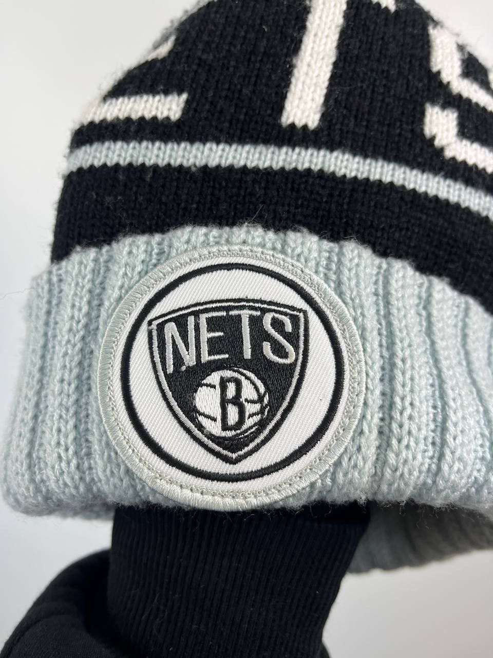 Other Brooklyn Nets Knit Beanie Hat Black Grey Mitchell Ness NBA Size ONE SIZE - 2 Thumbnail
