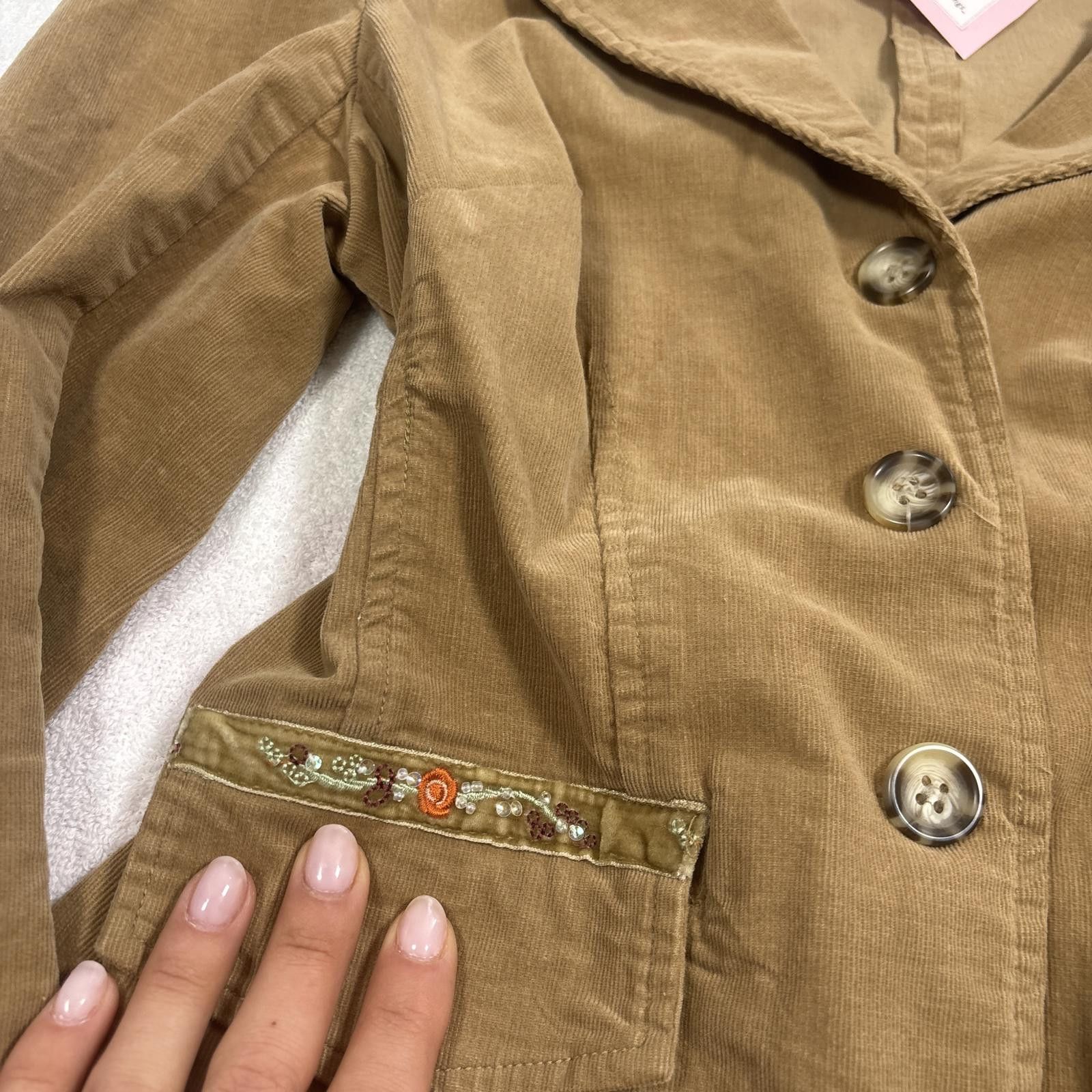 Other y2k brown embroidered floral corduroy jacket Size M / US 6-8 / IT 42-44 - 4 Thumbnail