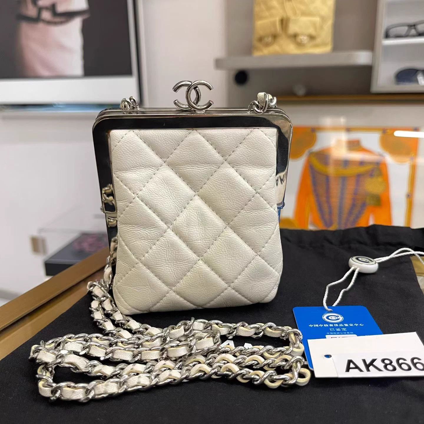 Chanel Chanel Mini Silver White Flap Bag Size ONE SIZE - 3 Thumbnail