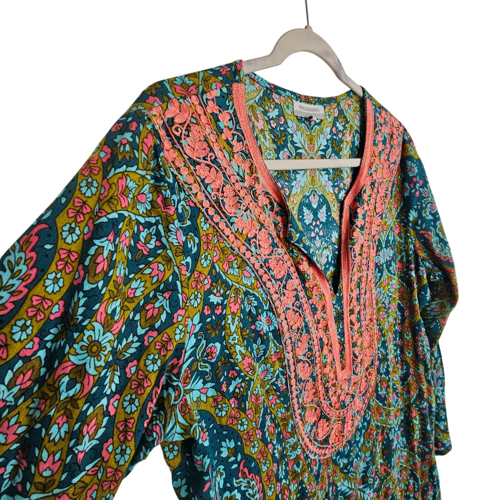 Market World Market Women Boho Maxi Longline Side Split Tunic Top Size ONE SIZE - 7 Thumbnail