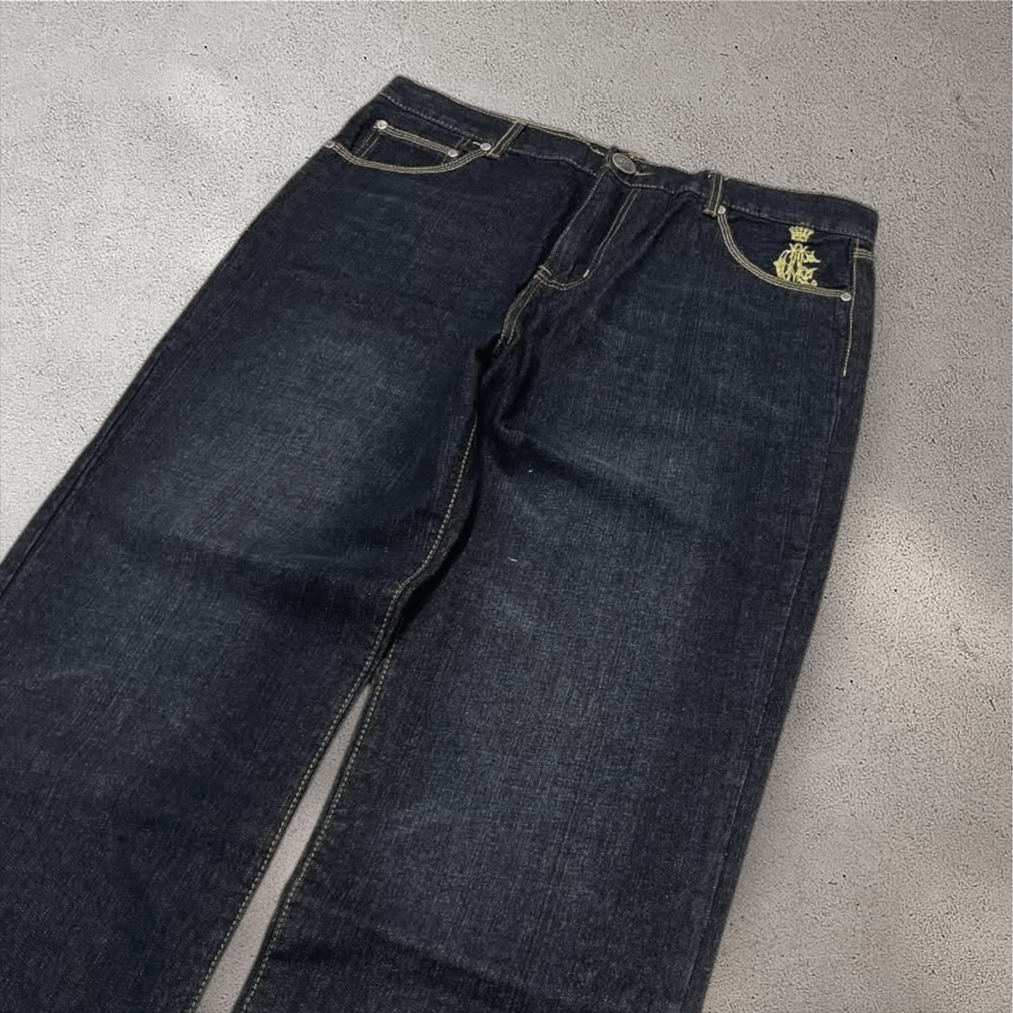 Ed Hardy VTG Christian Audigeri Tiger 🐅 Embroiderd Baggy Denim Pant Size US 38 / EU 54 - 9 Thumbnail