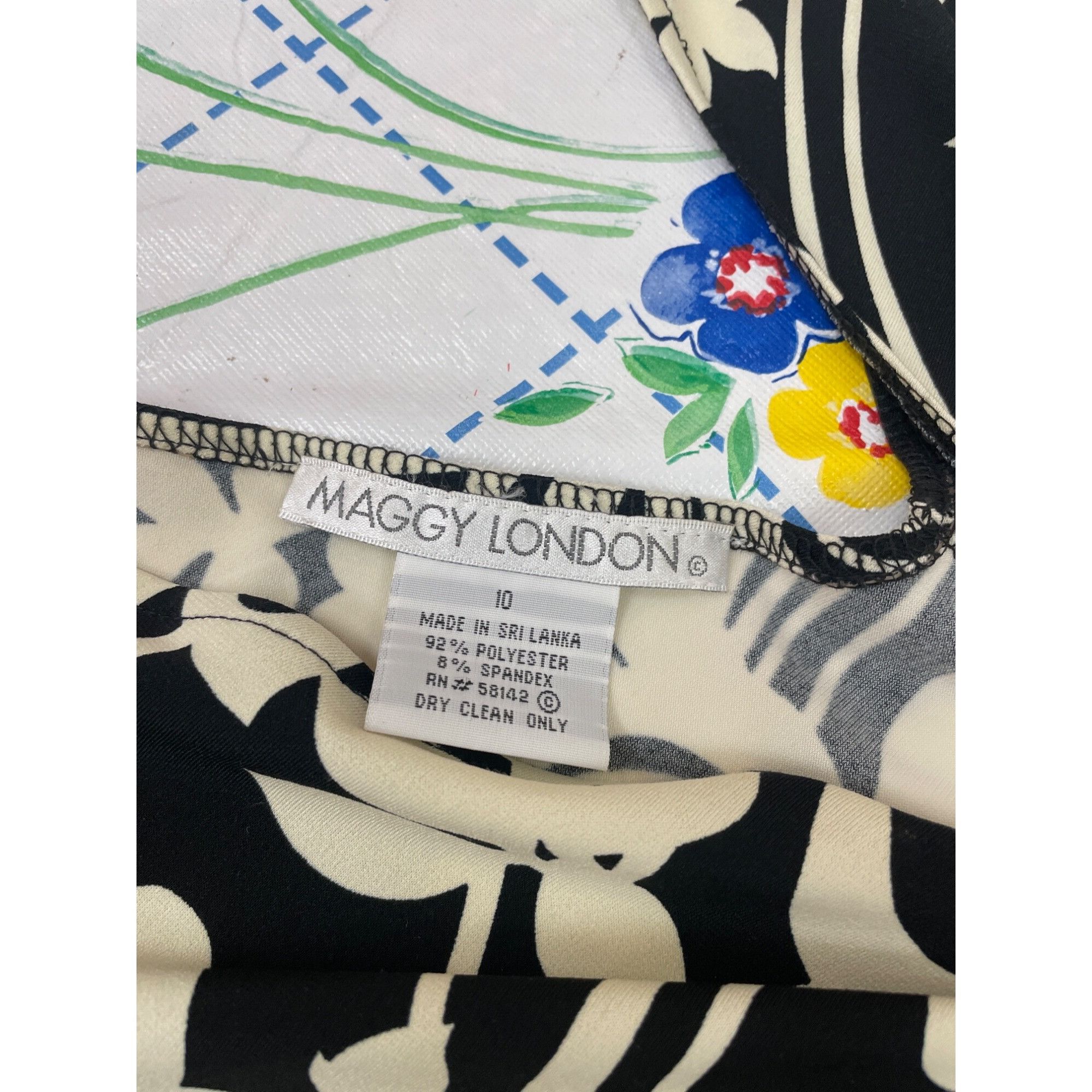 MAGGY LONDON Maggy London Womens Black Tan Floral Midi Summer Dress Size Size L / US 10 / IT 46 - 4 Thumbnail