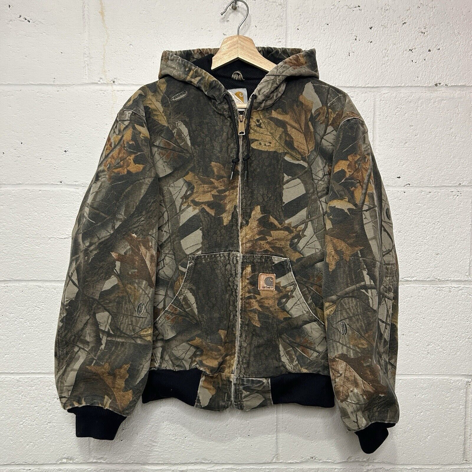 ジャケット・アウター Carhartt Active Jacket J144 CMO USA Vintage Carhartt Jacket Mens 2XL J144 CMO Hooded Thermal