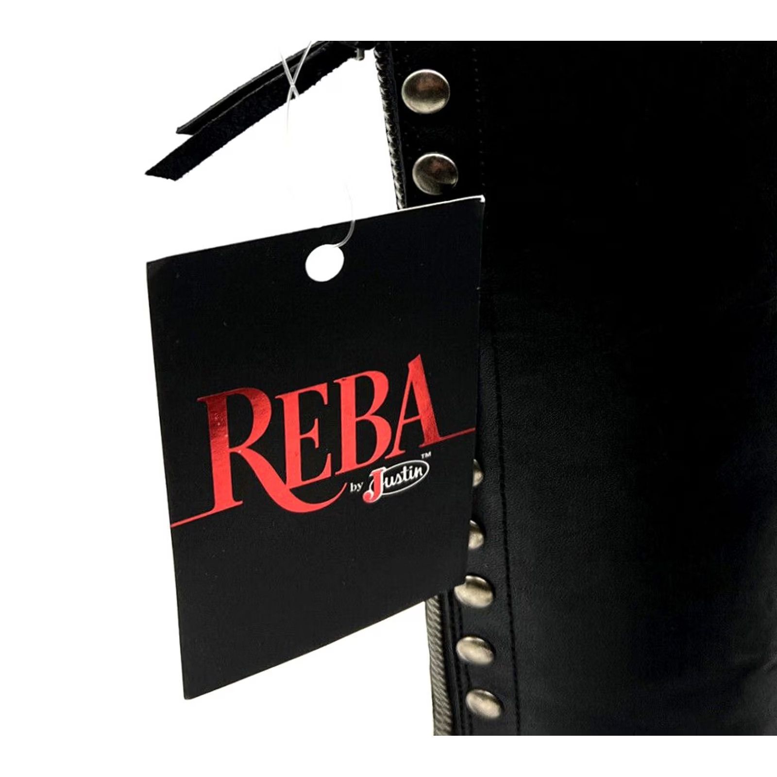 Vintage Reba By Justin Leslie Knee High Western Boots 16 Inches Tall Boots Black Leather B Womens Size 8 Size US 8 / IT 38 - 2 Thumbnail