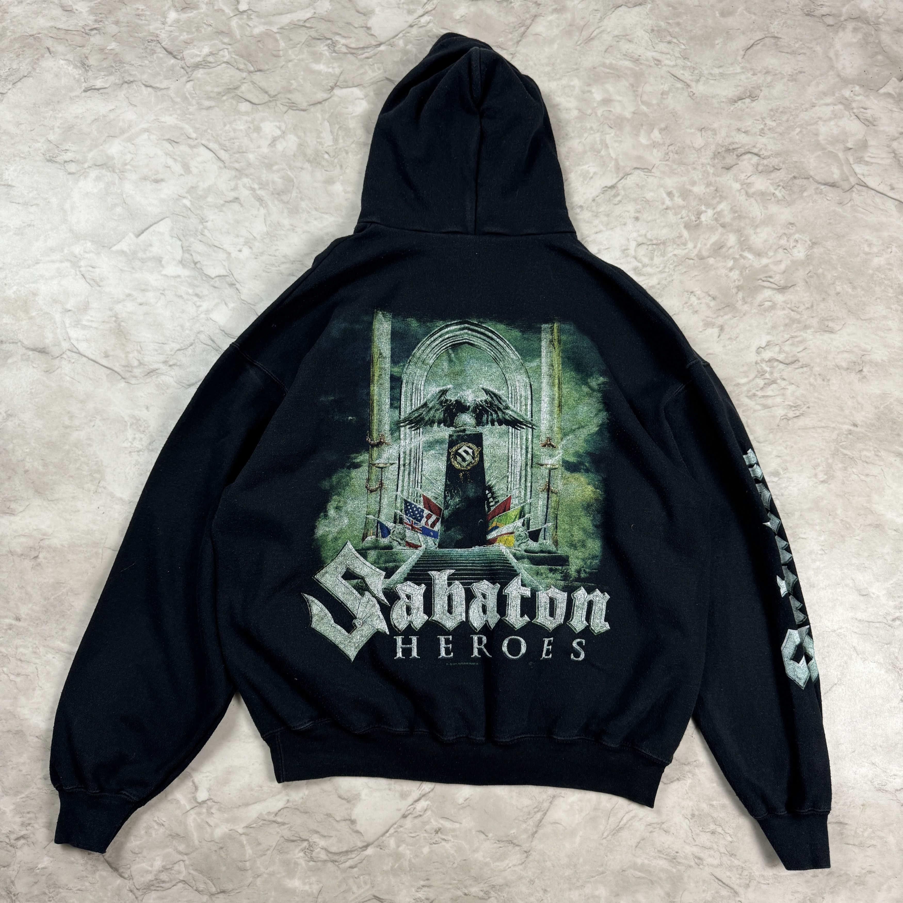 image of Vintage Black Fruit Of The Loom Sabaton Hoodie, Men's (Size XL)