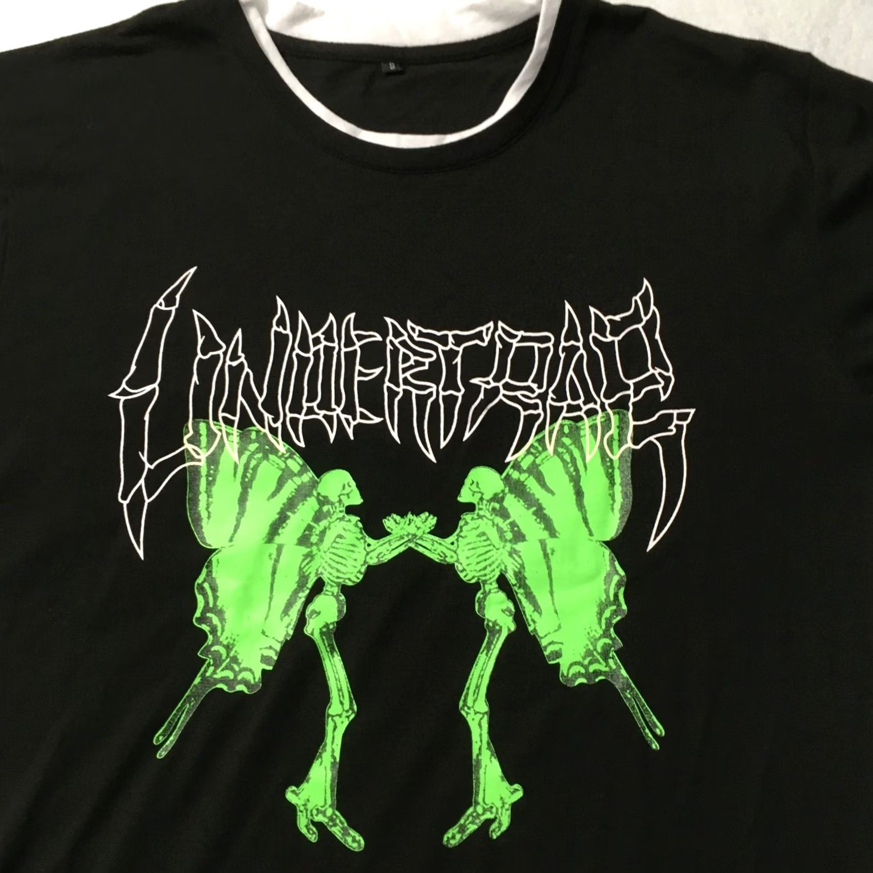 Vintage UNDERTRAP SKULLS SKELETON GRAPHIC NEON T-SHIRT SMALL Shirt Mens S Black Skull 90s Event Theme Much? Size US S / EU 44-46 / 1 - 2 Thumbnail