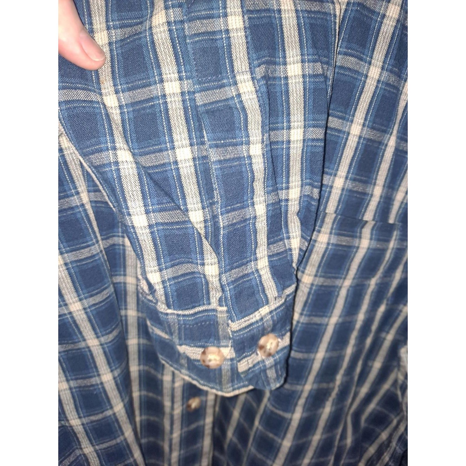 Carhartt Carhartt Blue Tan Plaid Button Up Shirt 100% Cotton Size Med Size US L / EU 52-54 / 3 - 5 Thumbnail