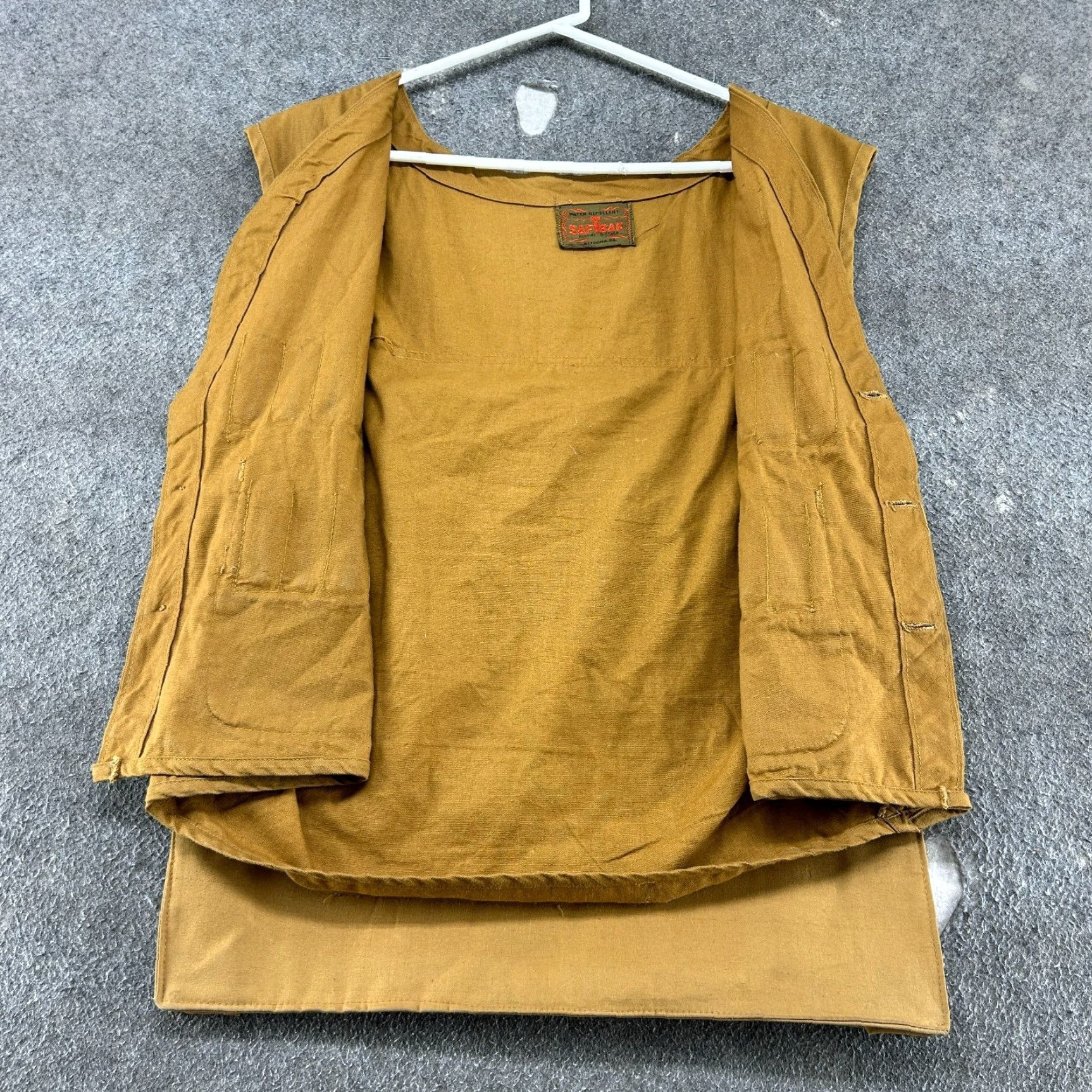 SafTbak VINTAGE SafTbak Vest Mens XL Brown Canvas Cotton 80s 90s Hunting Workwear Bomber Style Lined Shirt? Size US XL / EU 56 / 4 - 2 Thumbnail
