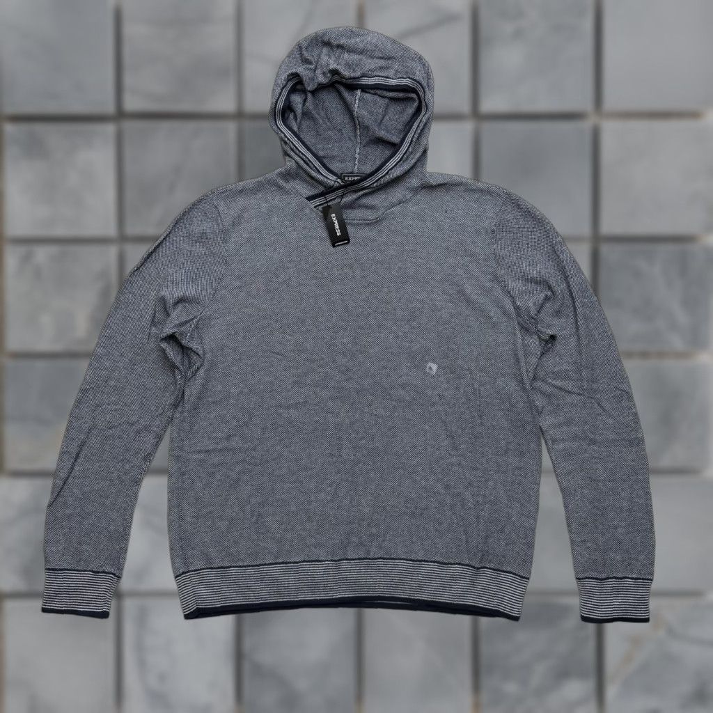 Express Express Sweater Hoodie Mens XL Gray 100% Cotton Knit Pullover Size US XL / EU 56 / 4 - 1 Thumbnail