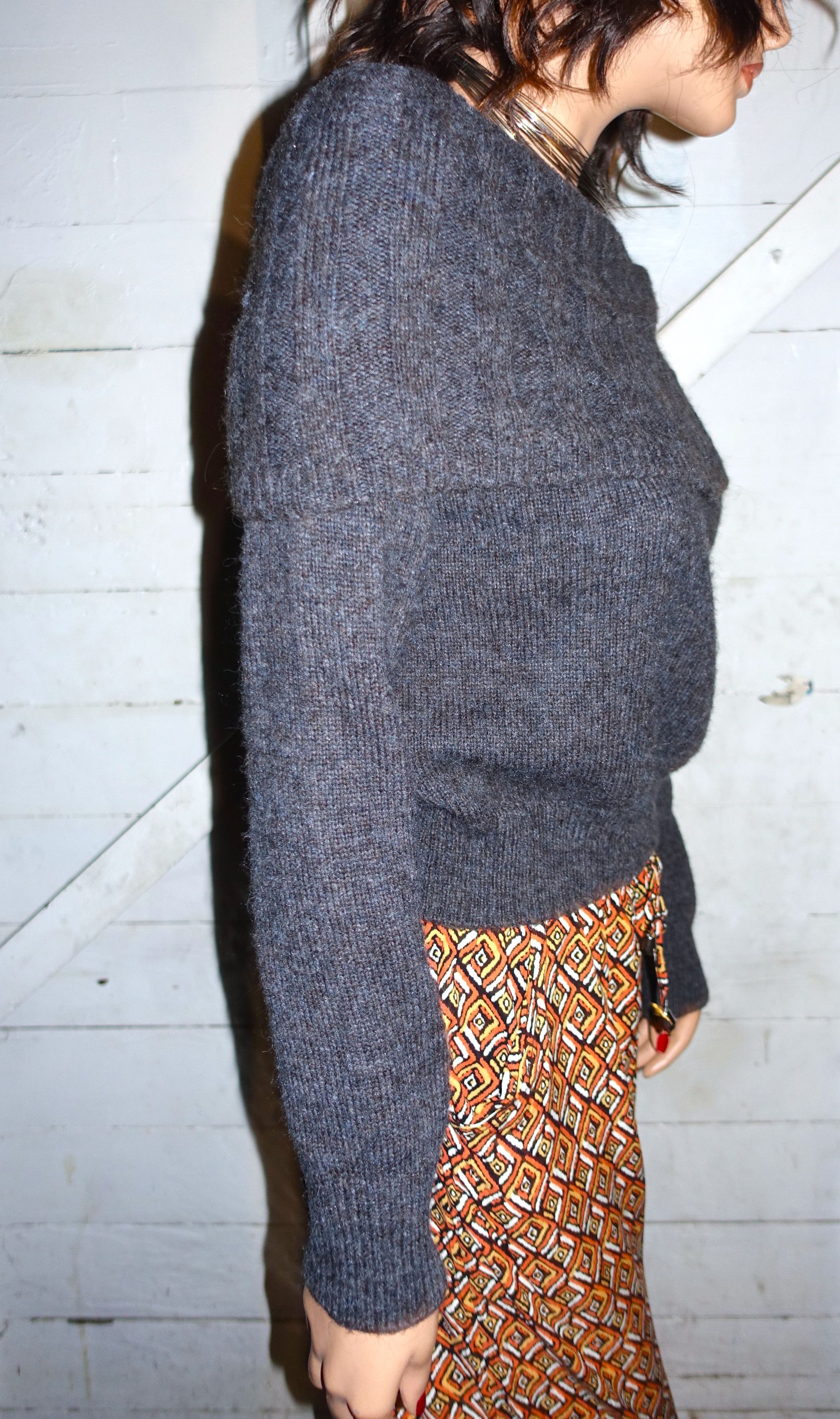 Other Double Zero Gray Cold Shoulder Sweater L Size L / US 10 / IT 46 - 6 Thumbnail