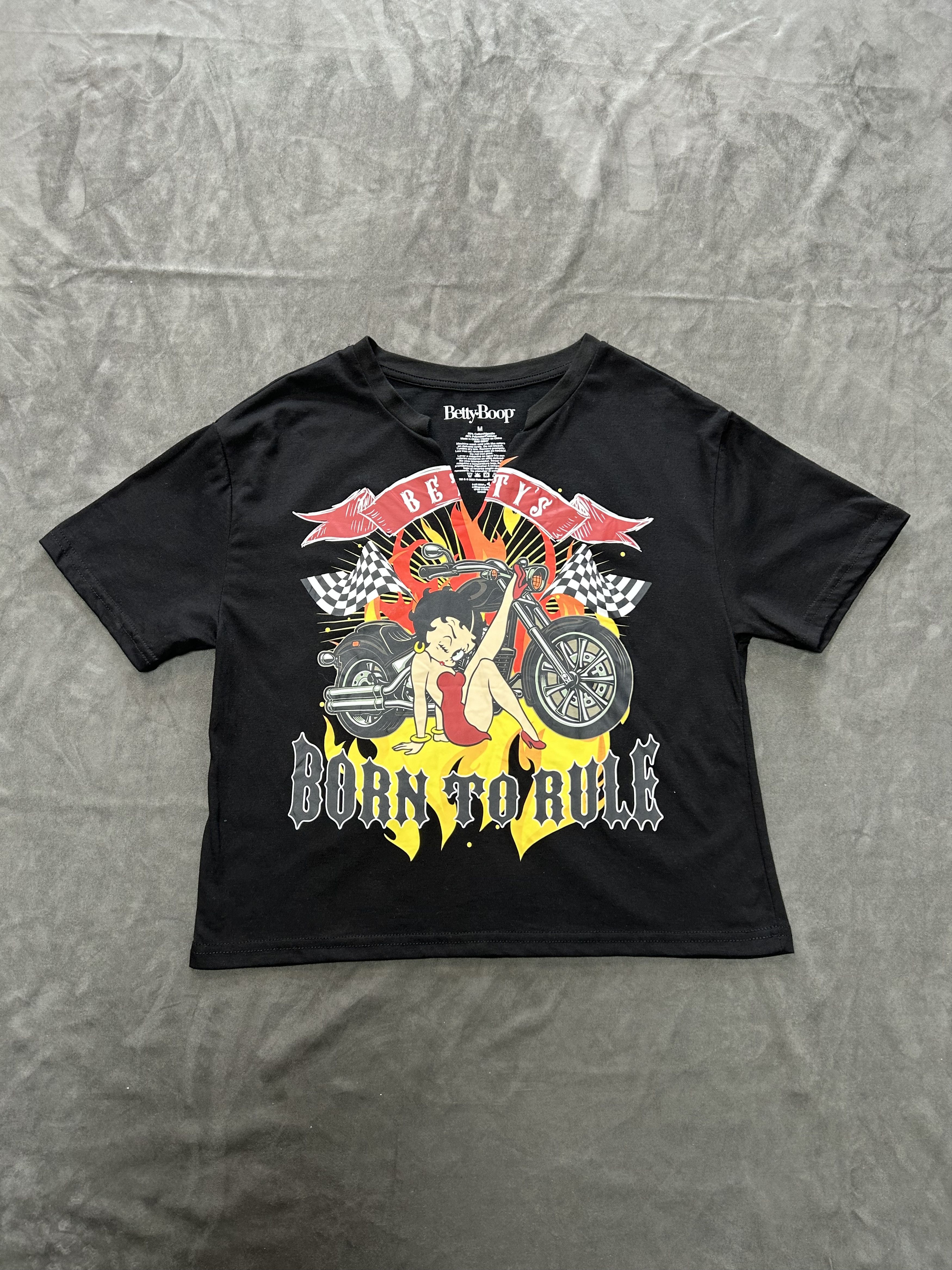 Japanese Brand Deadstock Betty Boop Motorcycle Print Black T-Shirt Medium Size M / US 6-8 / IT 42-44 - 1 Thumbnail