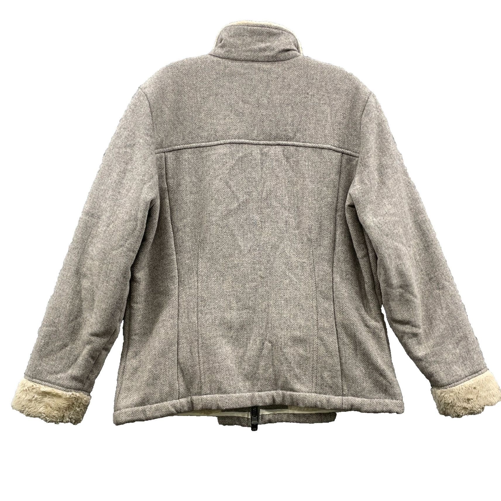 Vintage VINTAGE Woolrich Jacket Women's M Beige Cabin Wool Blend Herring Bone Sherpa Lined Mid-Length Pockets Zip 90s Outdoor Womens Size M / US 6-8 / IT 42-44 - 2 Thumbnail