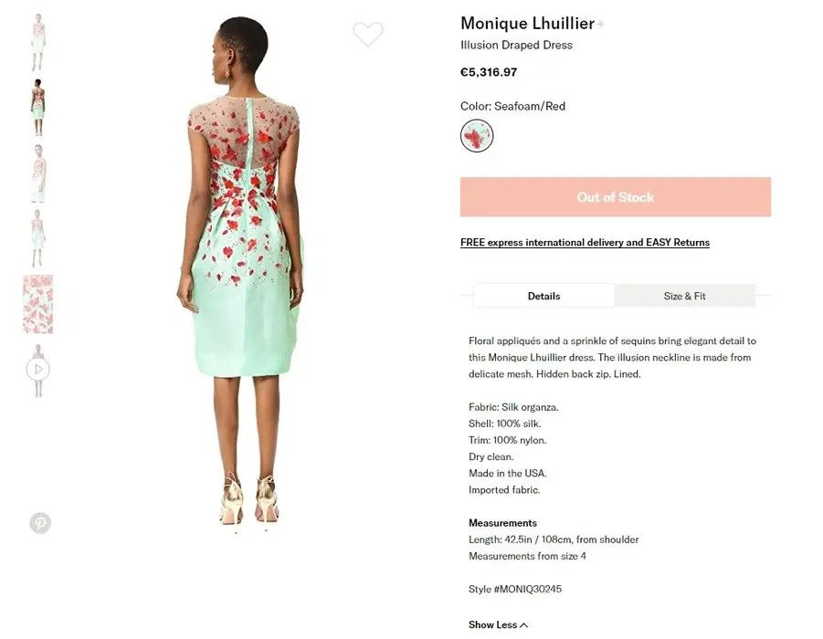 Monique Lhuillier Illusion Draped Dress Size XS / US 0-2 / IT 36-38 - 9 Thumbnail