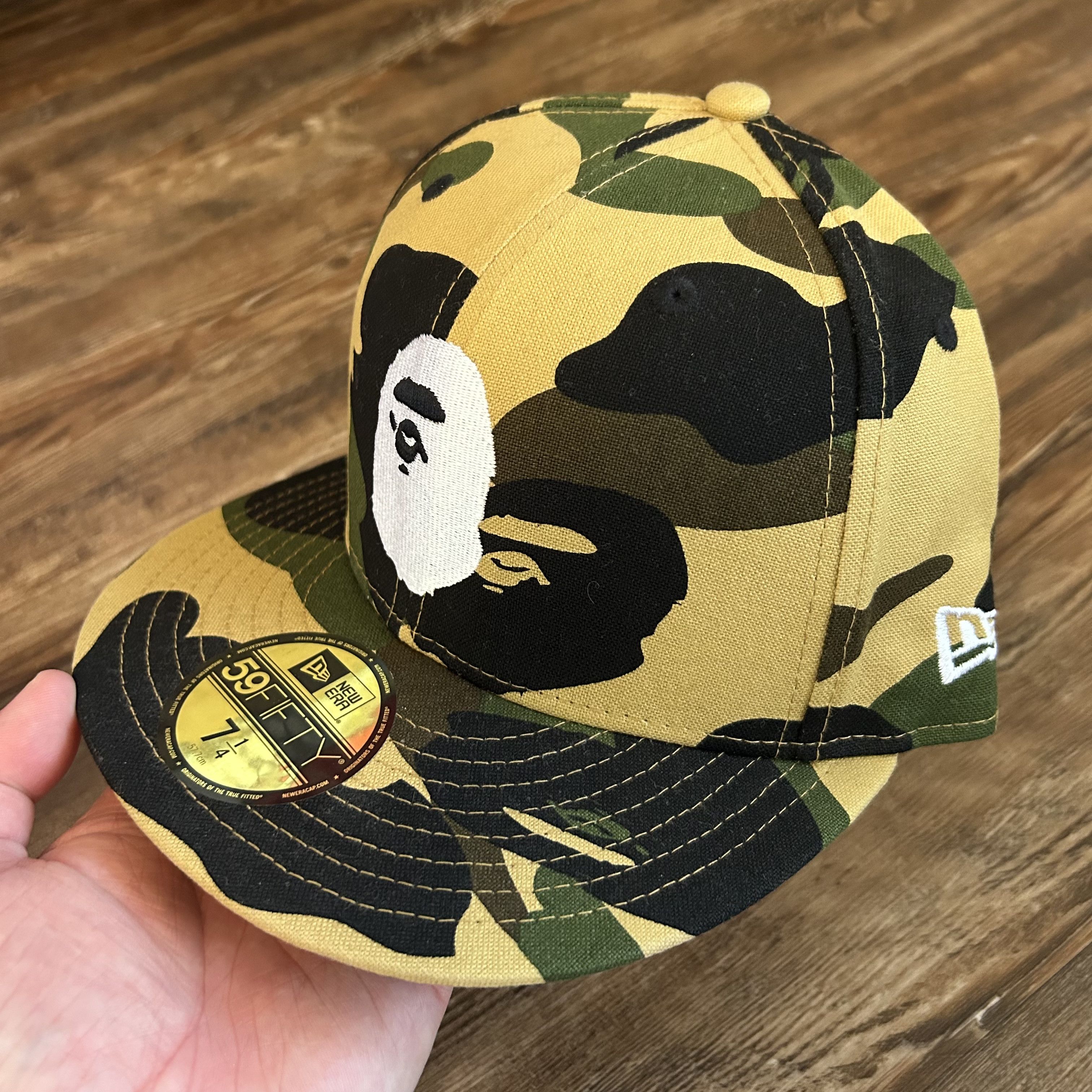 image of New Bape x New Era 1St Camo Fitted Hat - 7 1/4 in Yellow Camo, Men's