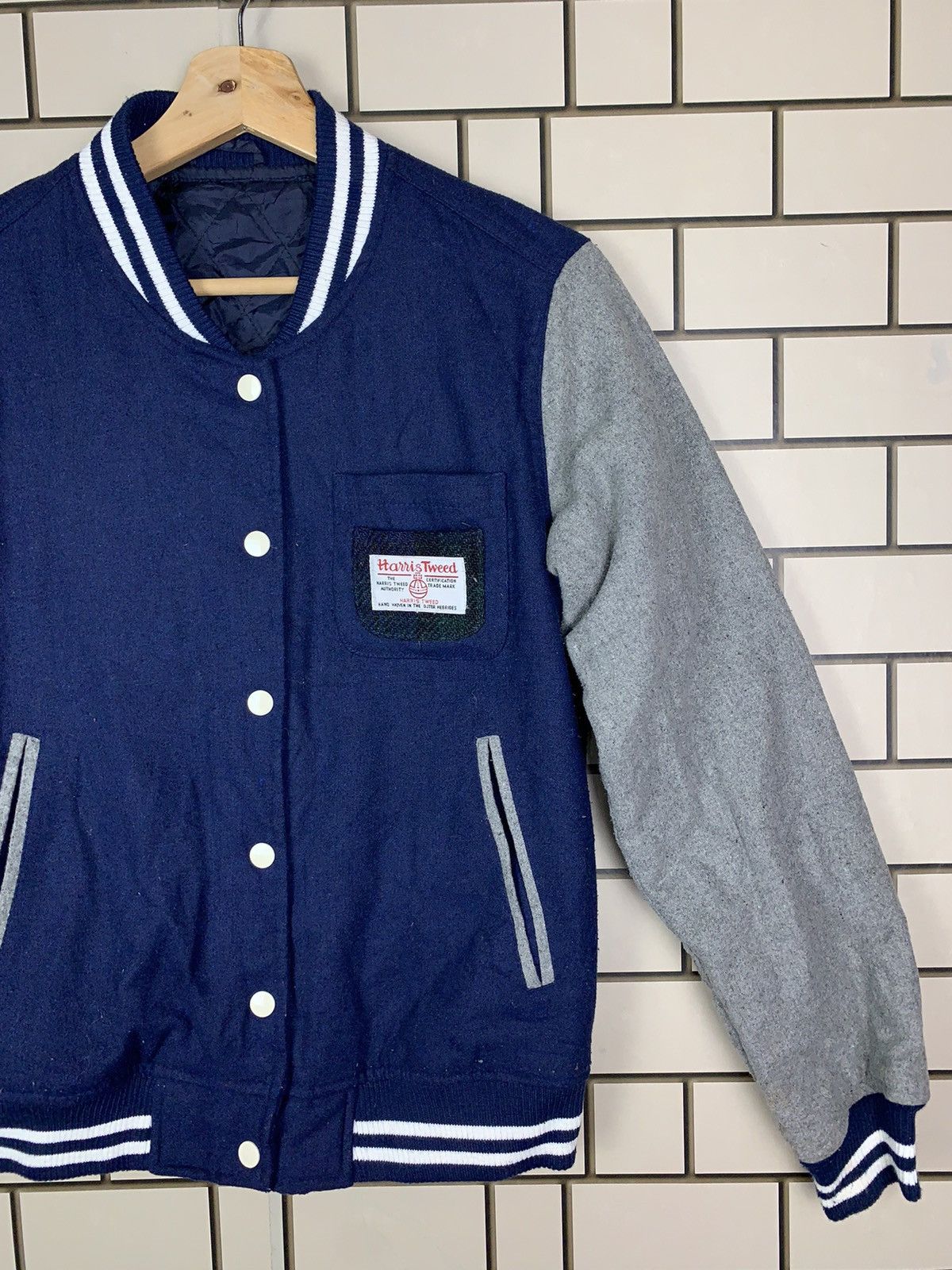 Harris Tweed × Vintage Harris Tweed Varsity Jacket Size US S / EU 44-46 / 1 - 5 Thumbnail
