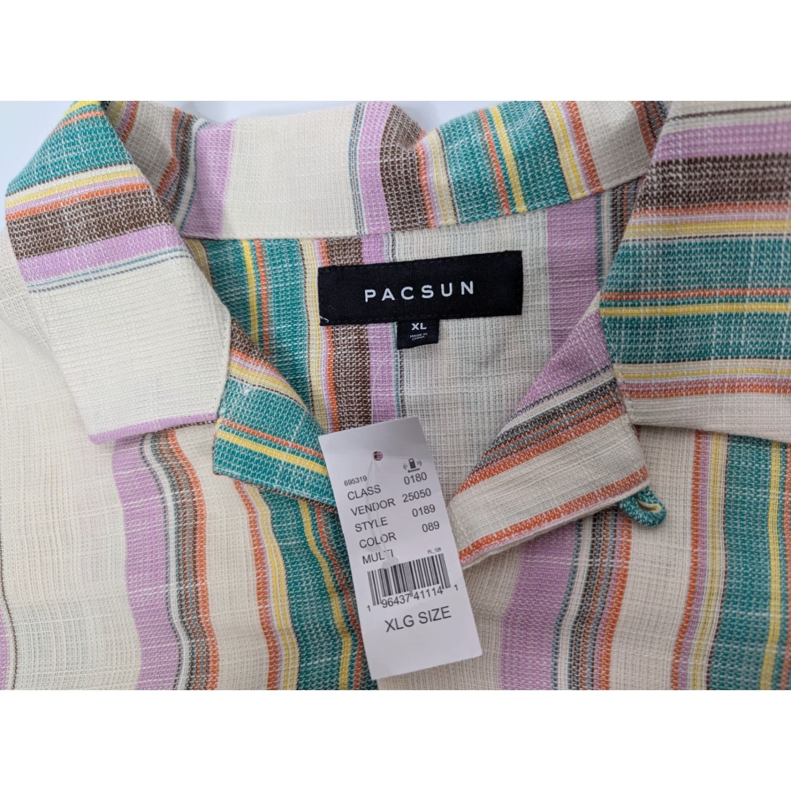 Pacsun NWT PacSun Striped Resort Button Down Shirt XL Men Knit Cotton Multicolor Camp Beach 90s? (Oops) Size US XL / EU 56 / 4 - 7 Thumbnail