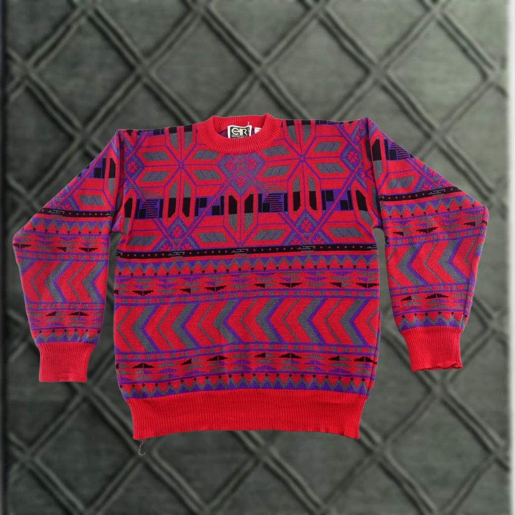 Vintage VINTAGE EIR Sports Sweater Unisex Medium Red Wool Knit Crew Neck Pullover Men Size M Size US M / EU 48-50 / 2 - 1 Thumbnail