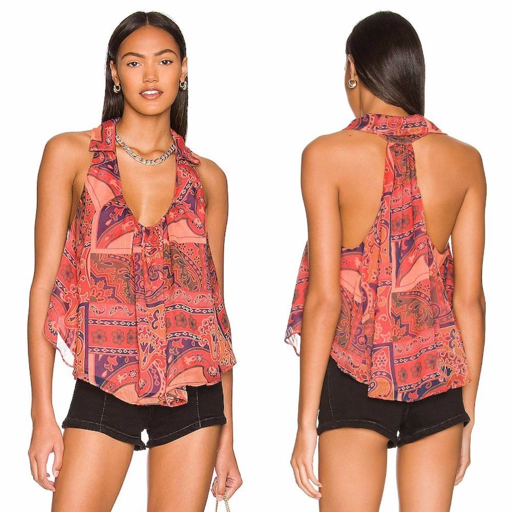 Free People NWT New Free People Strawberry Tank in Meadow Combo Size L Size L / US 10 / IT 46 - 1 Thumbnail