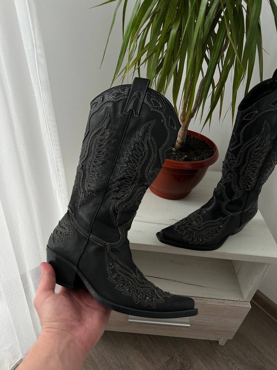 Cowboy Equipment × Vintage Vintage Cowboy Western Black Boots Size US 7 / IT 37 - 5 Thumbnail