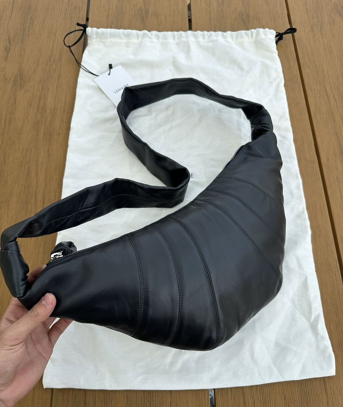 Lemaire Lemaire medium asphalt black lambskin croissant bag Size ONE SIZE - 3 Thumbnail