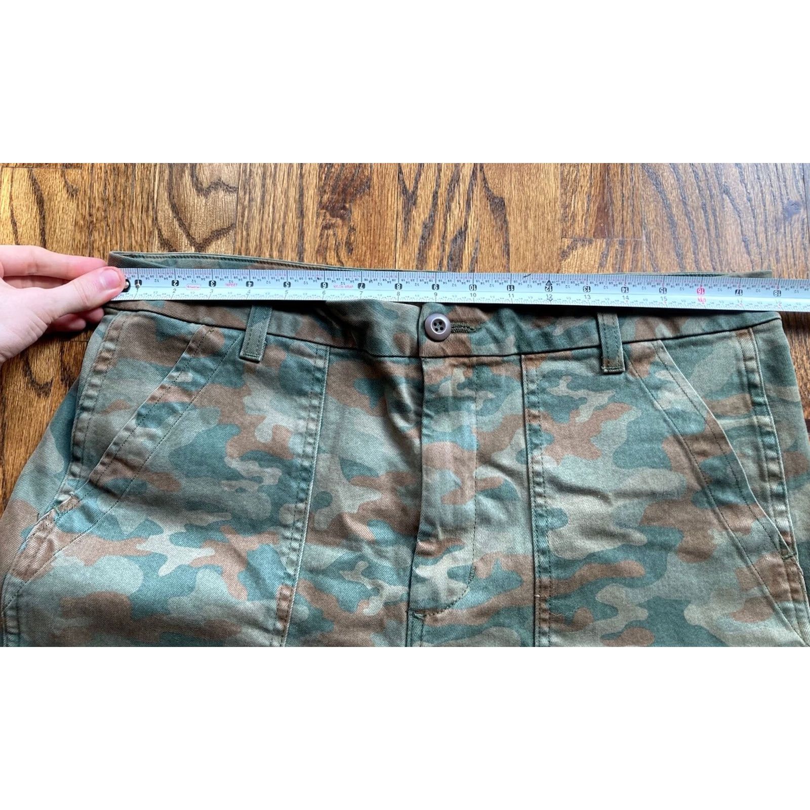 AMO AMO Womens Army Trouser Pants CAMO 5-Pocket Straight Crop Size 32 Button Zip Pockets Multicolor Cotton Blend Size 24" / US 00 / IT 34 - 6 Thumbnail