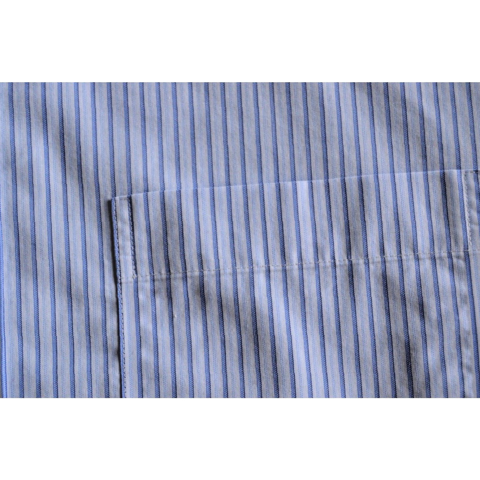 Jos. A. Bank Jos. A. Bank Dress Shirt Traveler Blue White Stripe L/S Button-Front 17-35 Men Regular 100% Cotton Button-Down Collared Vintage: No Size 46R - 3 Thumbnail