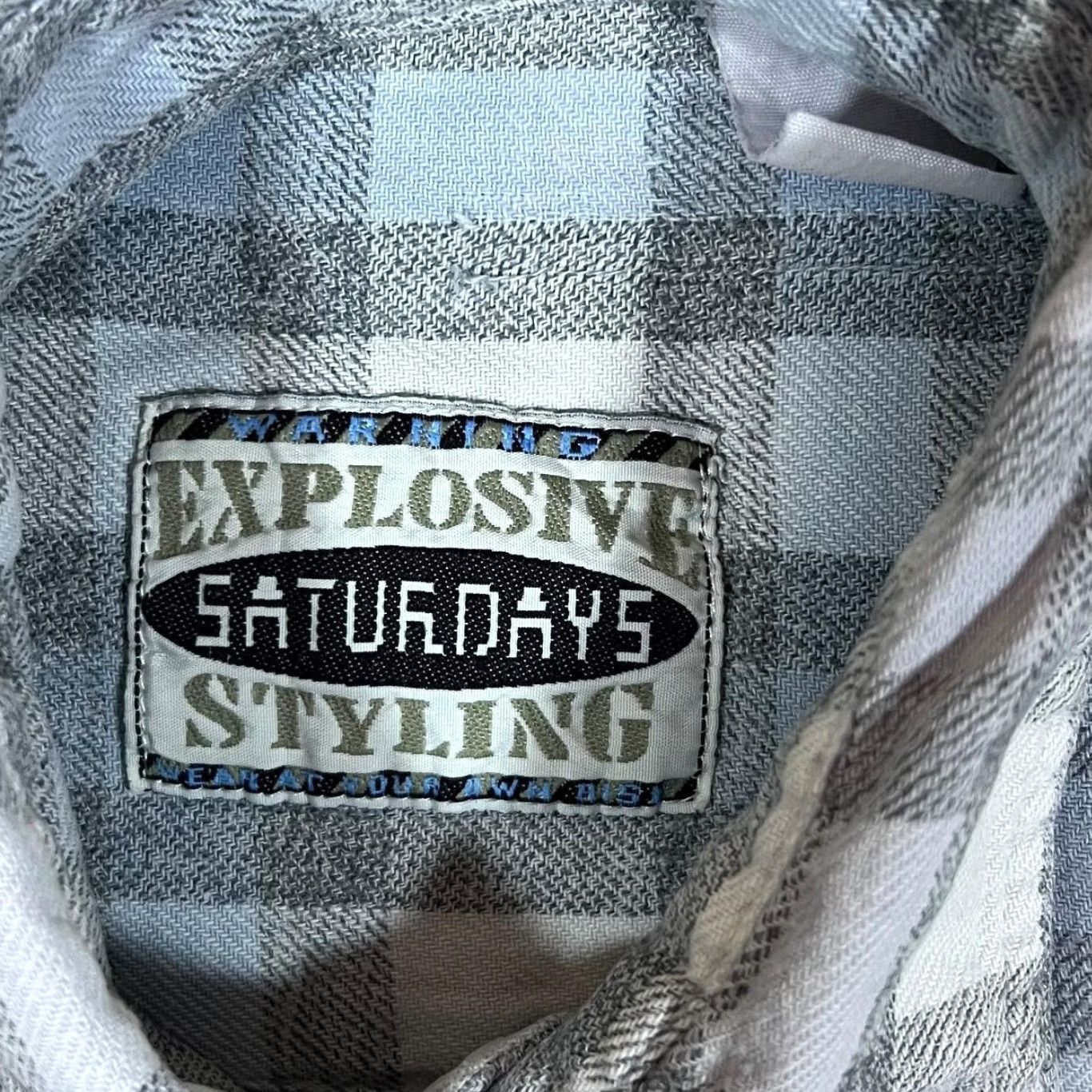 Saturdays NYC VINTAGE SATURDAYS Grey White Plaid Check Long Sleeve Flannel Shirt Large Medium Men Size US L / EU 52-54 / 3 - 4 Thumbnail