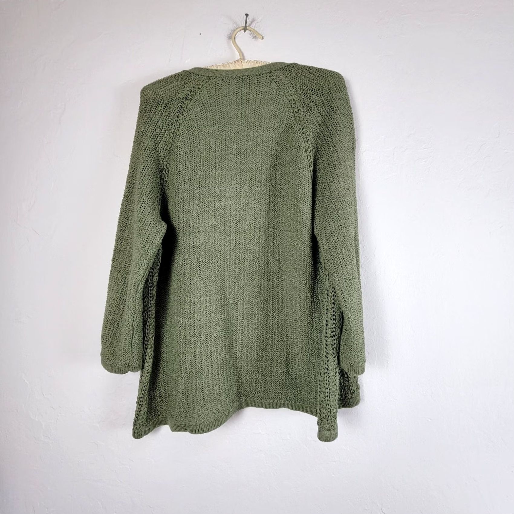 Coldwater Creek Coldwater Creek Women Open Front Cardigan Sweater Small Green Knit Textured Raglan Sleeve Long Sleeve Casual Vintage: No Size S / US 4 / IT 40 - 2 Thumbnail