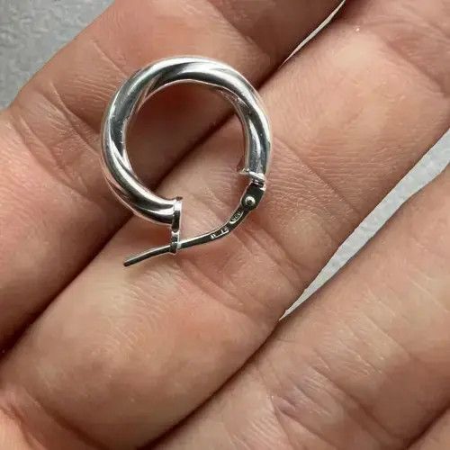 Sterling Silver TWISTED STERLING SILVER HOOP EARRINGS for men Size ONE SIZE - 2 Thumbnail