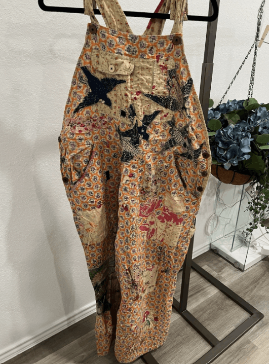 Magnolia Pearl Cotton Appliqué Love Overalls OS