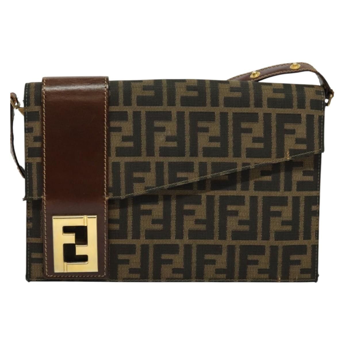 Fendi FENDI Zucca Canvas Shoulder Bag Black Brown Gold Size ONE SIZE - 2 Thumbnail