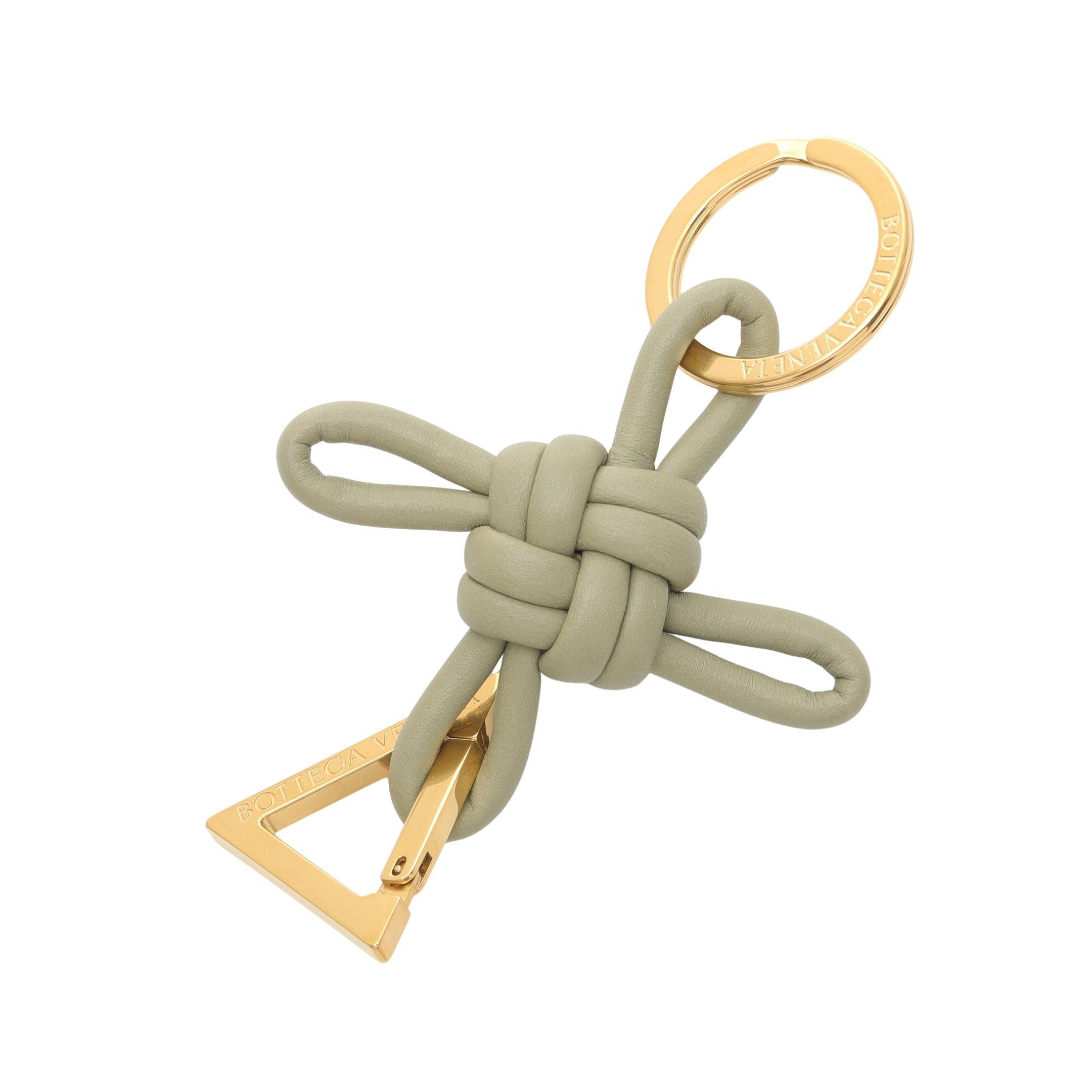 Bottega Veneta Triangle Key Ring Bag Charm Leather Khaki Green