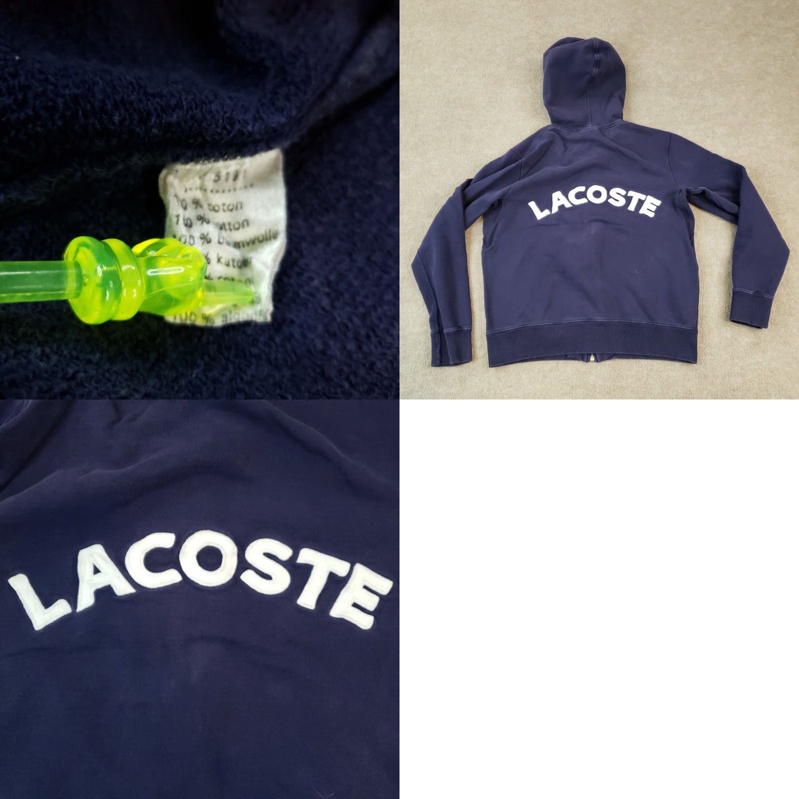 Lacoste Lacoste Blue Hooded Full Zip Sweatshirt Womens Medium Casual Cotton Size S / US 4 / IT 40 - 8 Thumbnail