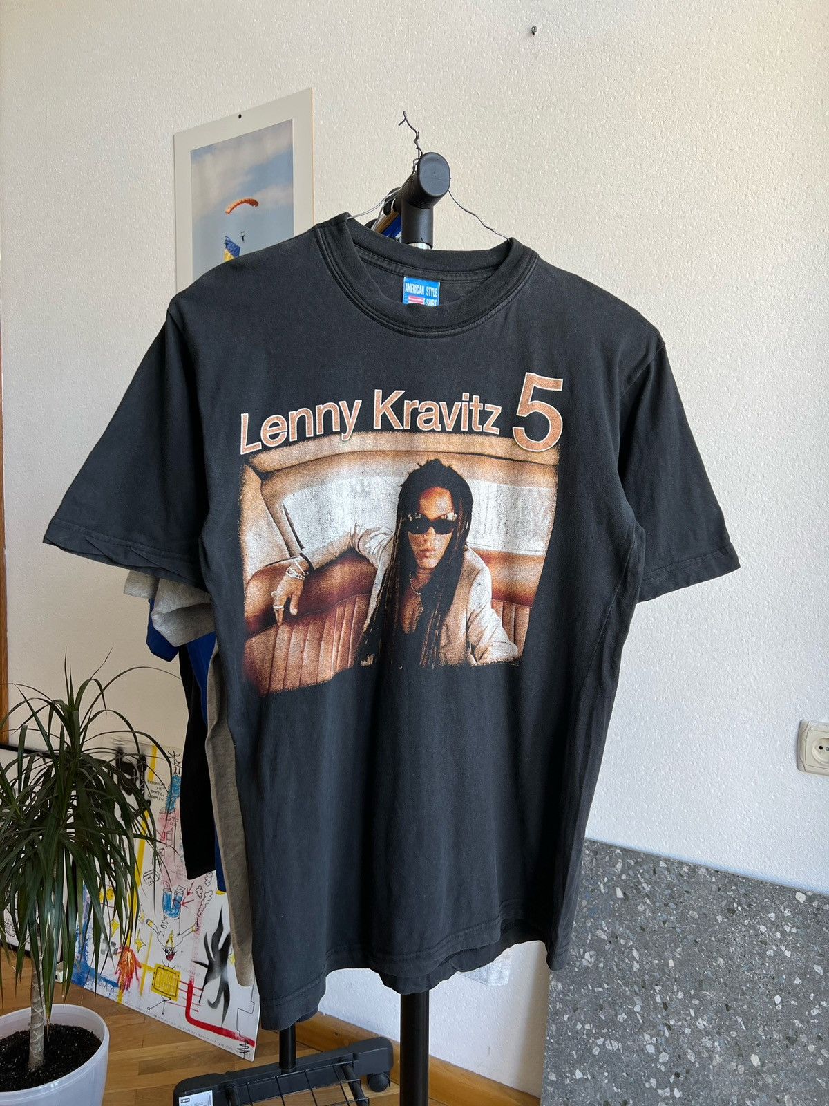 Image of Band Tees x Rap Tees Lenny Kravitz 5 Vintage 90's Album Promo Shirt XL in Black, Men's