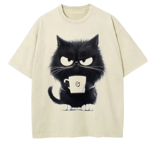 Japanese Brand Y2K Vintage Gothic Black Cat Beige Print Distressed T-Shirt Size US S / EU 44-46 / 1 - 1 Thumbnail