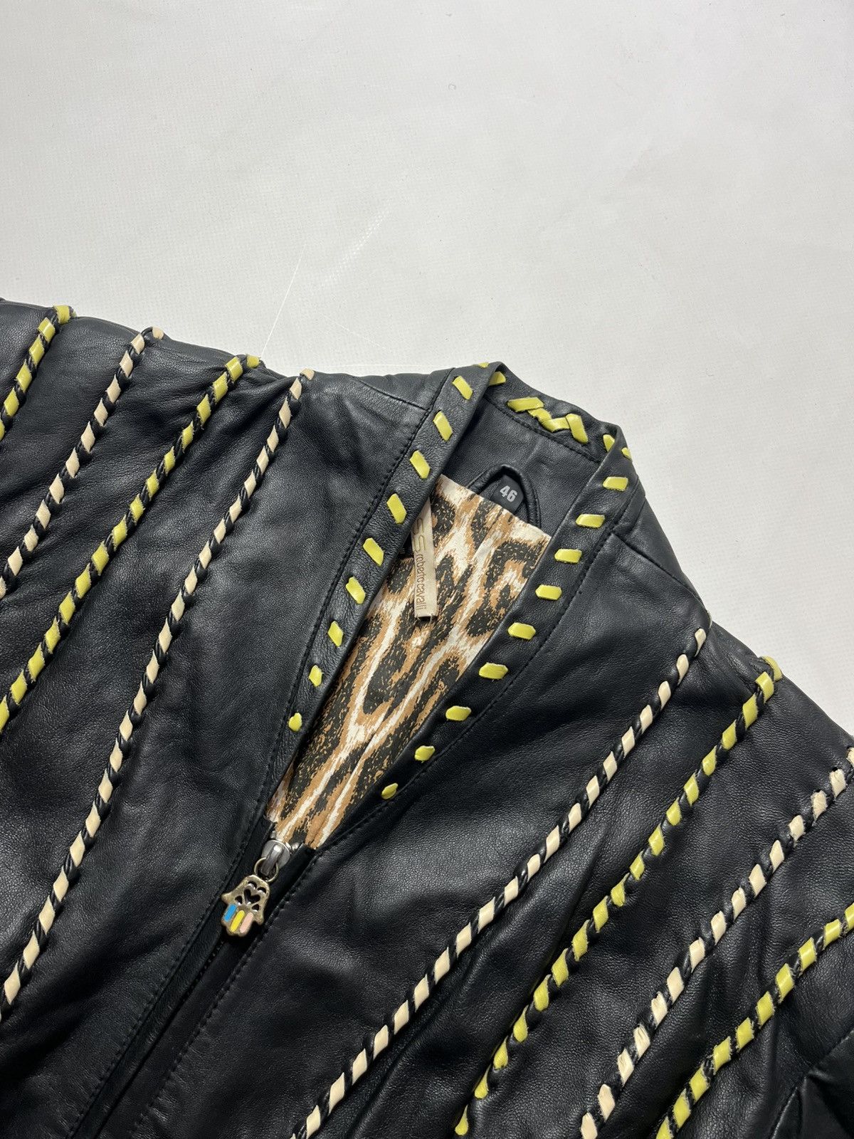 Roberto Cavalli × Vintage Roberto Cavalli Class vintage Leather jacket Size L / US 10 / IT 46 - 2 Thumbnail